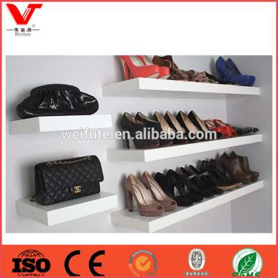 Attractive shoe rack wood wall mount shoe display shelf