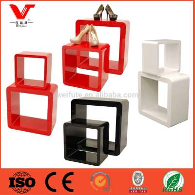 Open frame stackable display cubes for shoes and bags shop display